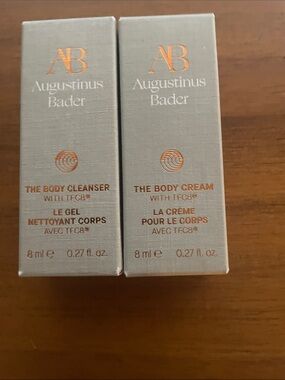 Agustinus Bader The Body Cream & The Body Cleanser (Set) with blue toiletry bag